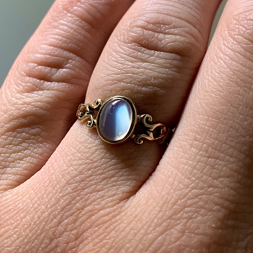 SOLDAntique/Vintage Moonstone Open Scrollwork Ring